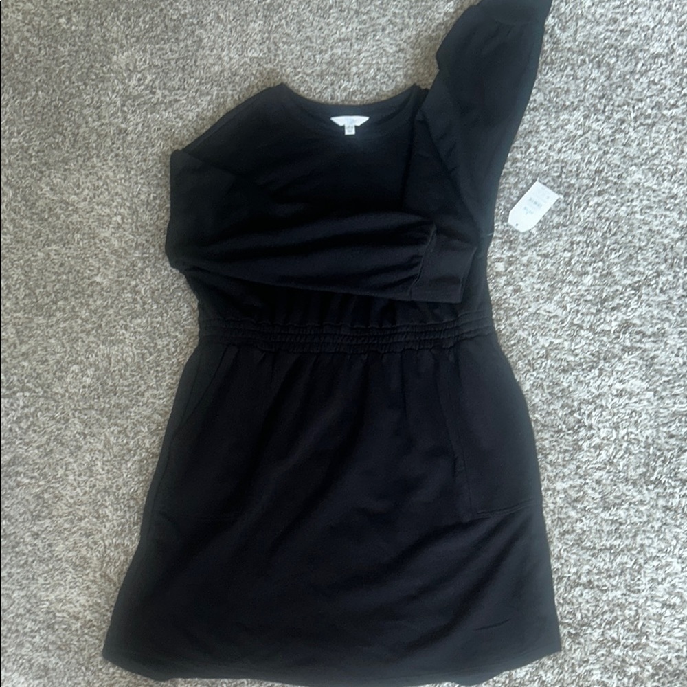 Black Asymmetrical Ruched One Shoulder Dress
